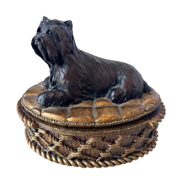 Westie Dog Oval Jewelry Box Four Leaf Clover Lining Trinket Box Vintage - Picture 1 of 13
